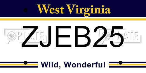 ZJEB25 West Virginia License Plate