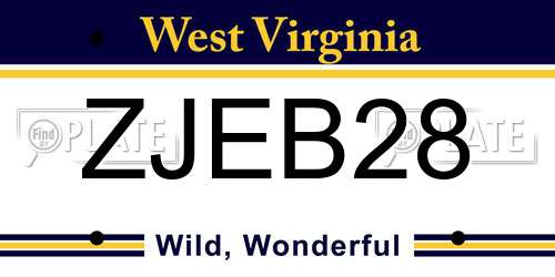 ZJEB28 West Virginia License Plate