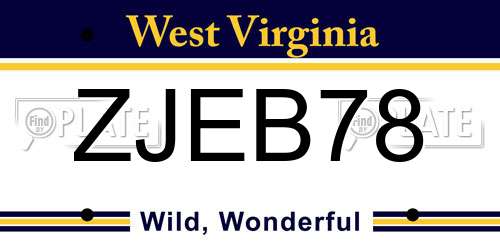 ZJEB78 West Virginia License Plate