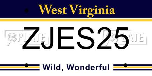 ZJES25 West Virginia License Plate