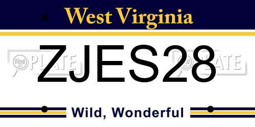 ZJES28 West Virginia License Plate