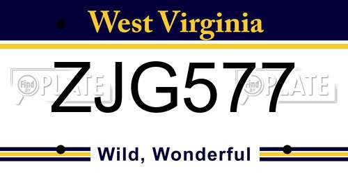 ZJG577 West Virginia License Plate