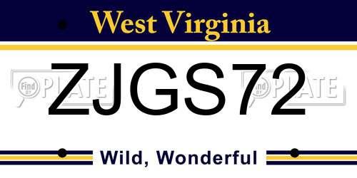 ZJGS72 West Virginia License Plate