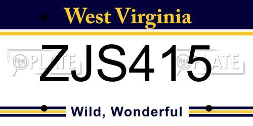 ZJS415 West Virginia License Plate