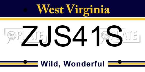 ZJS41S West Virginia License Plate