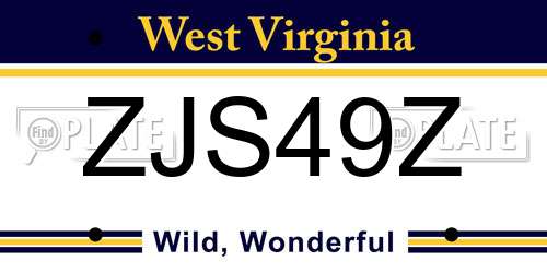 ZJS49Z West Virginia License Plate