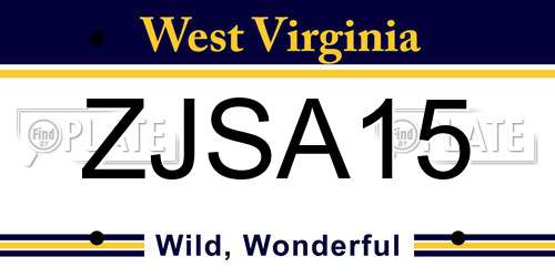 ZJSA15 West Virginia License Plate