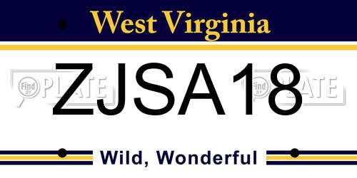 ZJSA18 West Virginia License Plate