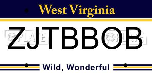ZJTBBOB West Virginia License Plate