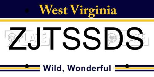 ZJTSSDS West Virginia License Plate