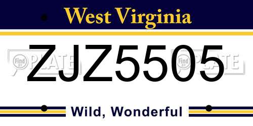 ZJZ5505 West Virginia License Plate