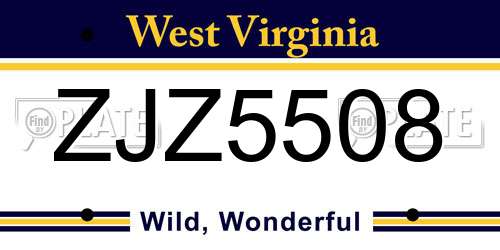 ZJZ5508 West Virginia License Plate