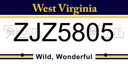 ZJZ5805 West Virginia License Plate
