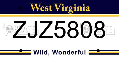 ZJZ5808 West Virginia License Plate