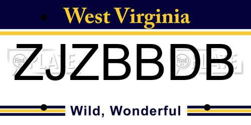 ZJZBBDB West Virginia License Plate