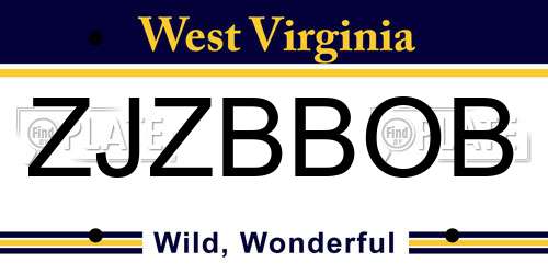 ZJZBBOB West Virginia License Plate