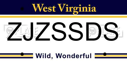 ZJZSSDS West Virginia License Plate