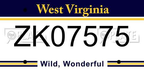 ZK07575 West Virginia License Plate