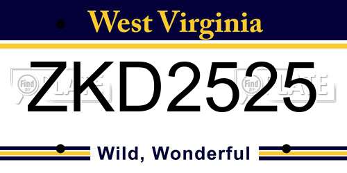 ZKD2525 West Virginia License Plate