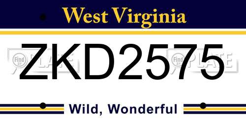 ZKD2575 West Virginia License Plate