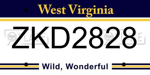 ZKD2828 West Virginia License Plate