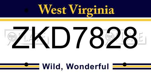 ZKD7828 West Virginia License Plate