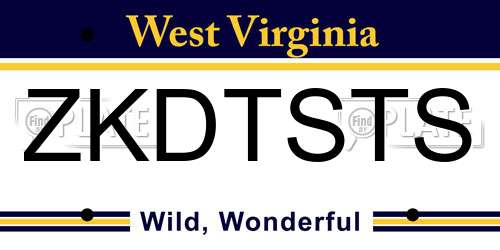 ZKDTSTS West Virginia License Plate