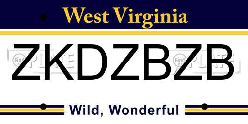 ZKDZBZB West Virginia License Plate