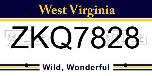 ZKQ7828 West Virginia License Plate