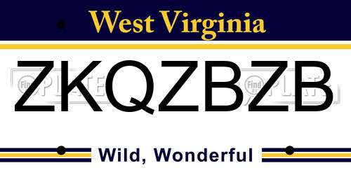 ZKQZBZB West Virginia License Plate