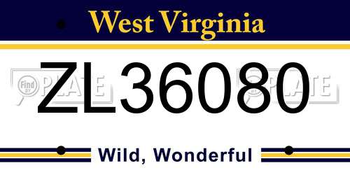 ZL36080 West Virginia License Plate