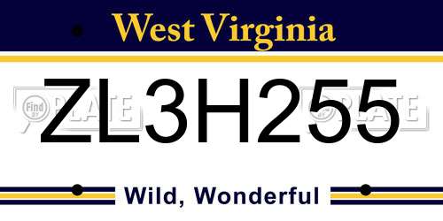 ZL3H255 West Virginia License Plate