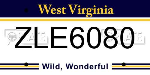 ZLE6080 West Virginia License Plate
