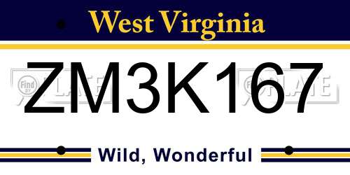 ZM3K167 West Virginia License Plate