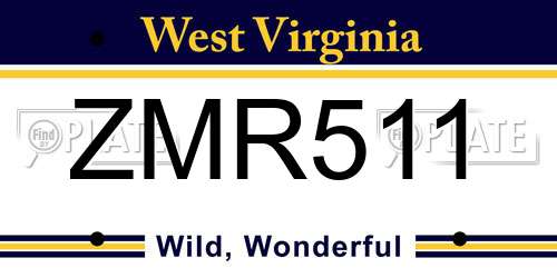 ZMR511 West Virginia License Plate