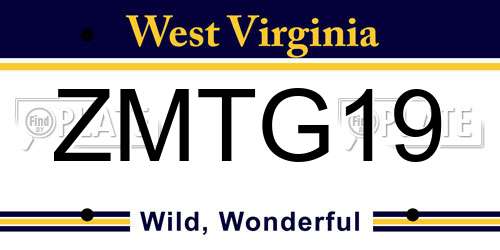 ZMTG19 West Virginia License Plate