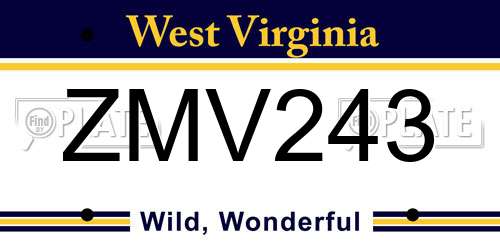 ZMV243 West Virginia License Plate