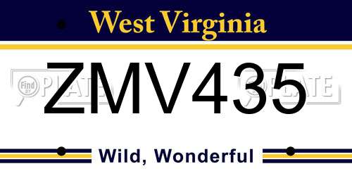 ZMV435 West Virginia License Plate