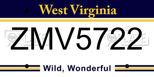 ZMV5722 West Virginia License Plate