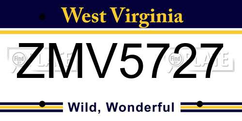 ZMV5727 West Virginia License Plate