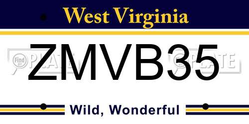 ZMVB35 West Virginia License Plate