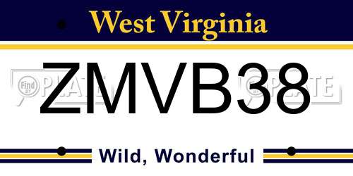 ZMVB38 West Virginia License Plate