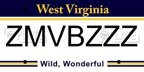 ZMVBZZZ West Virginia License Plate