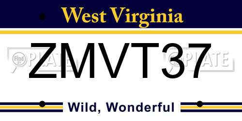 ZMVT37 West Virginia License Plate
