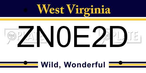 ZN0E2D West Virginia License Plate