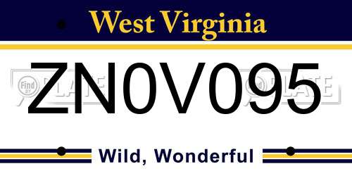 ZN0V095 West Virginia License Plate