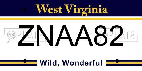 ZNAA82 West Virginia License Plate
