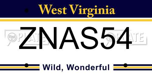 ZNAS54 West Virginia License Plate