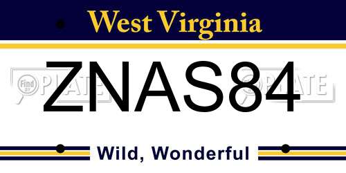 ZNAS84 West Virginia License Plate
