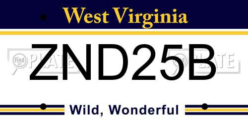 ZND25B West Virginia License Plate